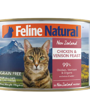 FELINE NATURAL CHICK/VENISON CAT CAN 6OZ