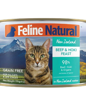 FELINE NATURAL BEEF/HOKI CAT CAN 6OZ