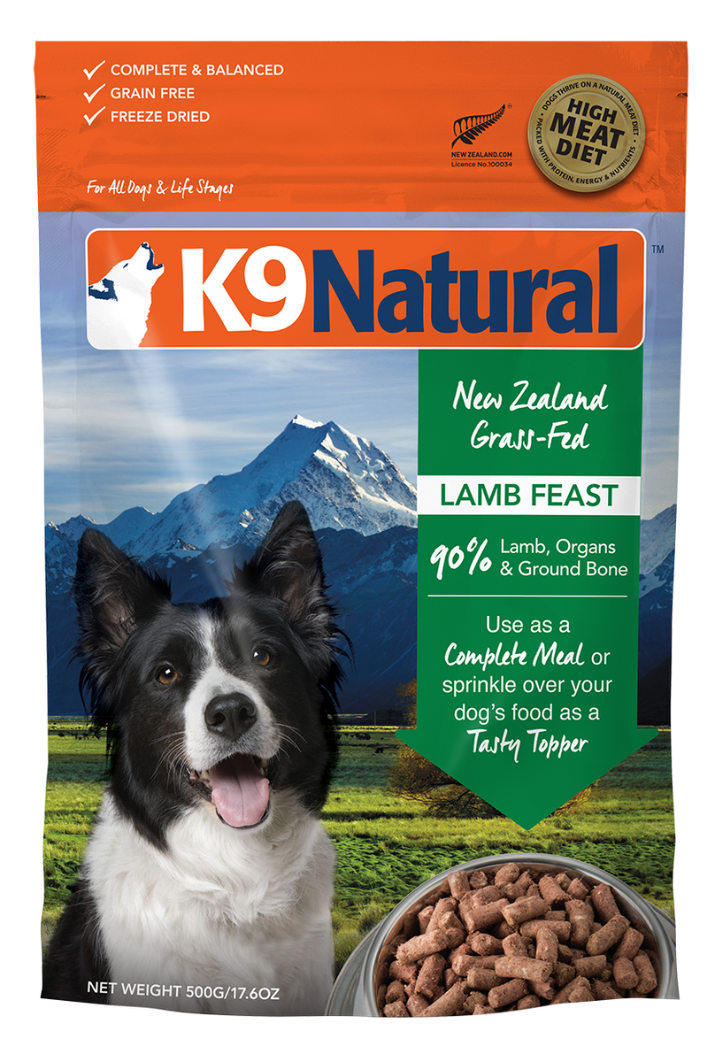 K9 NATURAL LAMB FREEZE DRIED 500G Tail Blazers Sudbury
