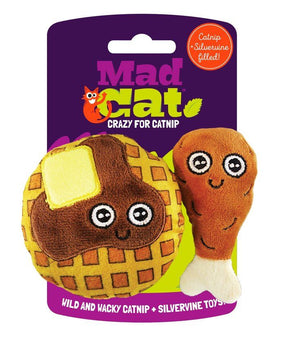 MAD CAT CHICKEN/WAFFLES CAT TOY 2PK