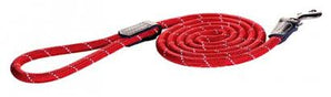 ROGZ ROPE LEAD W/SNAP RED MED 3/8"X6'