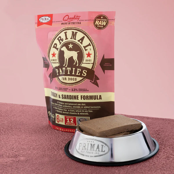 PRIMAL TURKEY/SARDINE PATTIES DOG 6LB